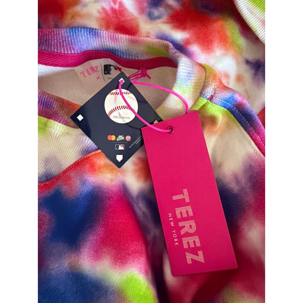 New Women's MLB Batterman Terez Neon Tie-Dye Pullover Sweatshirt M $170 - Picture 6 of 6